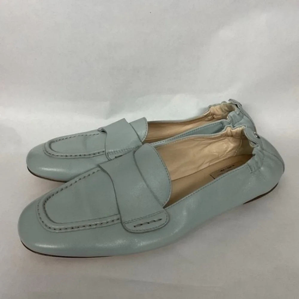 AGL Mara Pure Gray/Blue Kidskin Softened Moccasin Loafers Women 41/US11 Italy